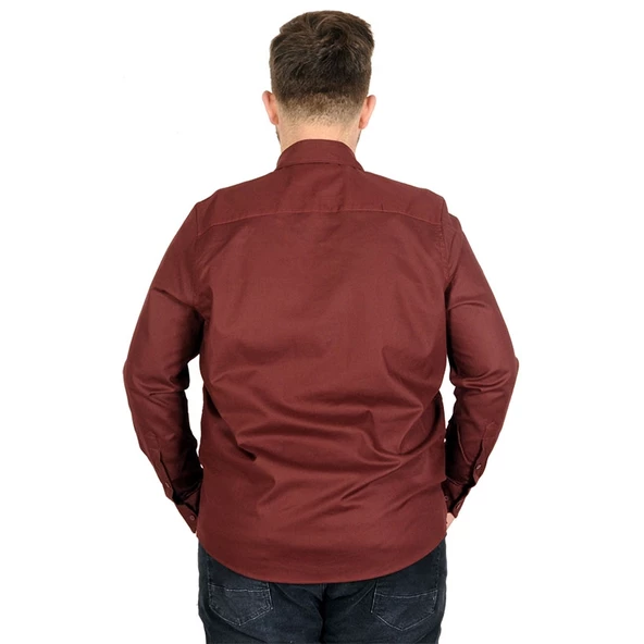 Mode XL  Erkek Gömlek Gabardin Çift Cep 20360 Mürdüm - 2