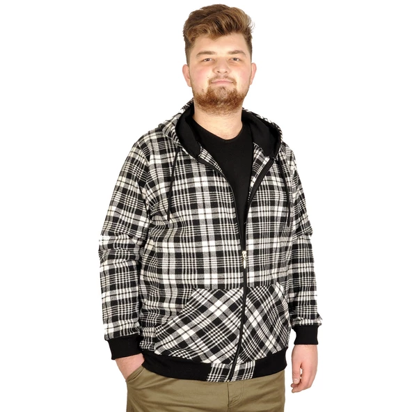 Mode XL Büyük Beden Erkek Sweatshirt Kapşonlu 20579 Antrasit - Resim 6