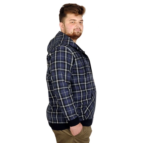 Mode XL Büyük Beden Erkek Sweatshirt Kapşonlu 20579 İndigo - 3