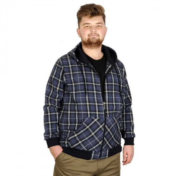 Mode XL Büyük Beden Erkek Sweatshirt Kapşonlu 20579 İndigo
