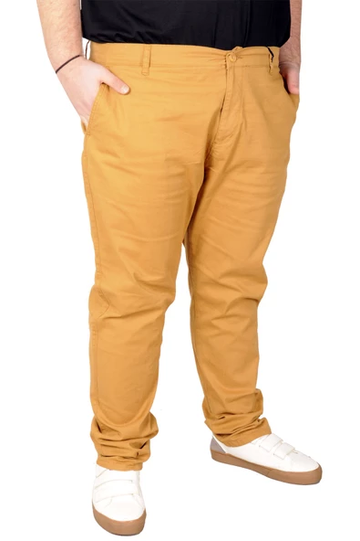 Mode XL Büyük Beden Erkek Pantolon Keten Milano  20850 Taba - 6