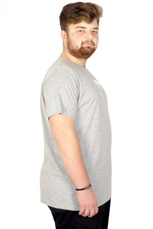 Mode XL Büyük Beden Tshirt Bisiklet Yaka Reflektör Redefined Mode 21101 Gri - 2