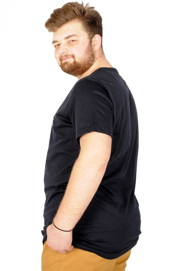 Mode XL Büyük Beden Tshirt Bisiklet Yaka Renegate 21142 Lacivert - 2