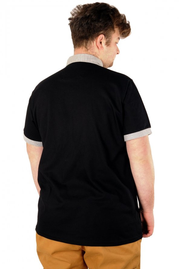 Mode XL Büyük Beden T-shirt Polo Maintaining Standarts 21332 Siyah - 2