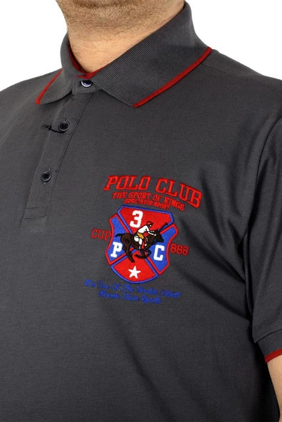 Mode XL Büyük Beden T-shirt Polo Club 21331 Füme - Resim 6