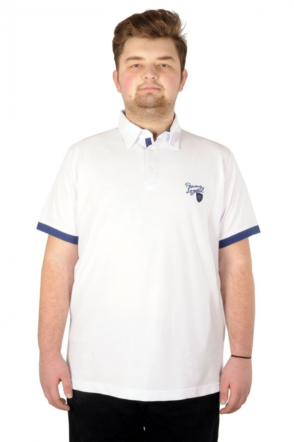 Mode XL Büyük Beden T-shirt Polo Pike Racing Legend 21317 Beyaz - 2