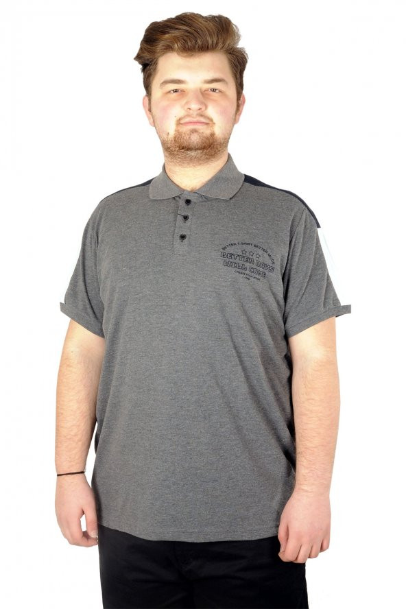 Mode XL Büyük Beden T-shirt Polo Better Days 21335 Antramelanj