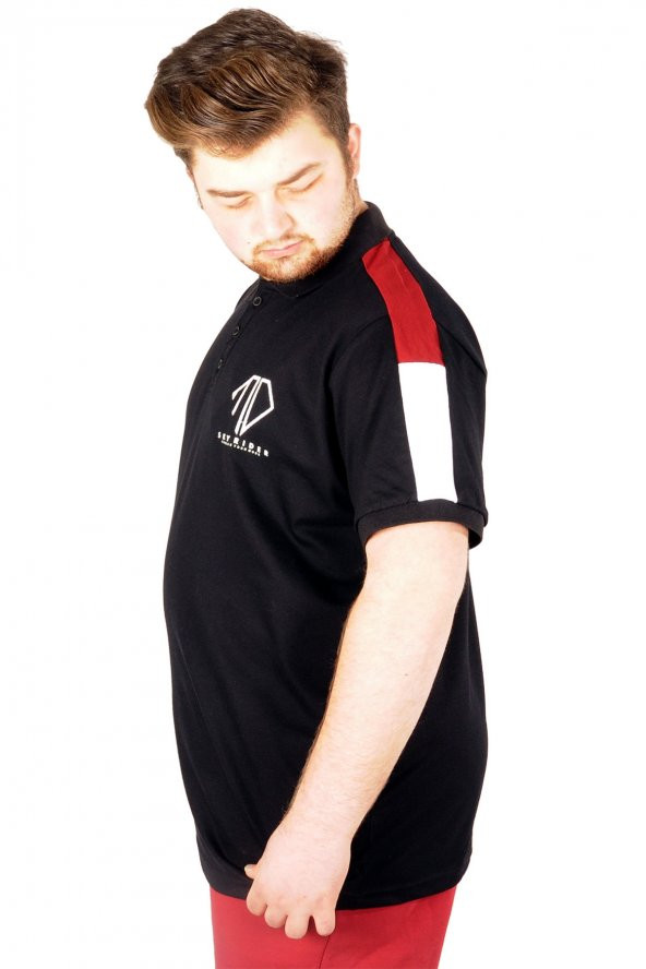 Mode XL Büyük Beden Erkek T-shirt Polo Skyrider 21333 Siyah - 2