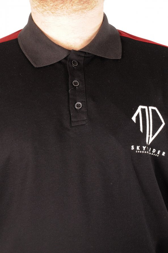 Mode XL Büyük Beden Erkek T-shirt Polo Skyrider 21333 Siyah - 4