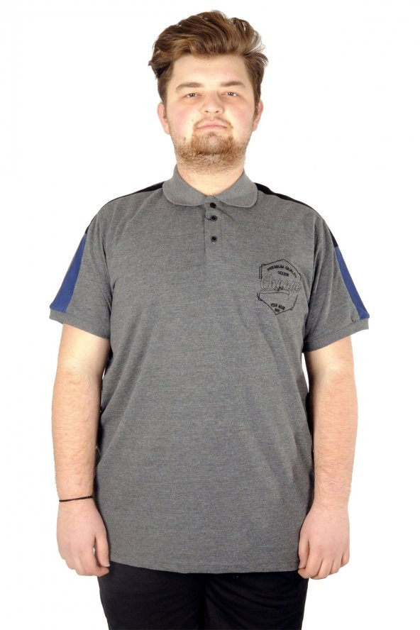 Mode XL Büyük Beden T-shirt Polo Change 21334 Antramelanj