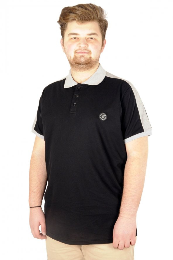 Mode XL Büyük Beden T-shirt Polo Choose Your Mode 21336 Siyah
