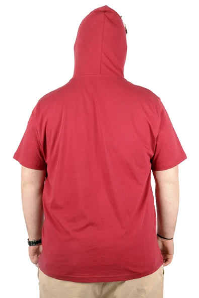 Mode XL Büyük Beden Oversize Tshirt Kapşon Basic 21115 Bordo - 6