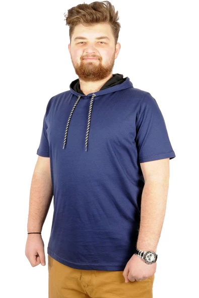 Mode XL Büyük Beden Oversize Tshirt Kapşon Basic 21115 İndigo ürün görseli