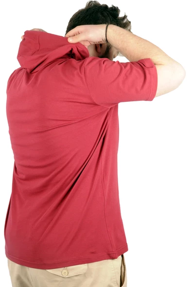 Mode XL Büyük Beden Oversize Tshirt Kapşon Basic 21115 Bordo - 2