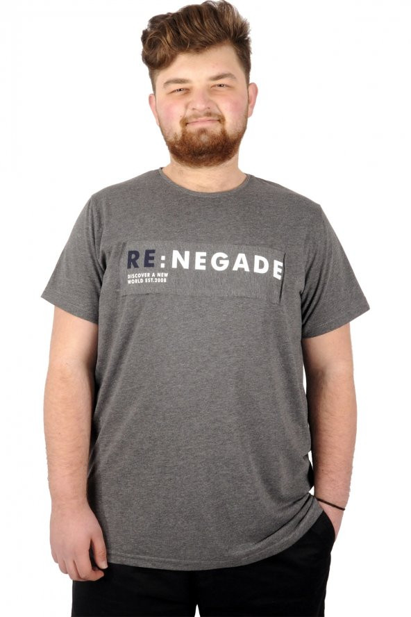 Mode XL Büyük Beden Tshirt B.Yaka Renegade 21150 Antramelanj