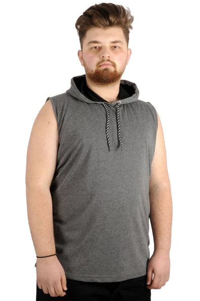 Mode XL Büyük Beden Erkek Kolsuz Kapşon Basic 21125 Antramelanj ürün görseli