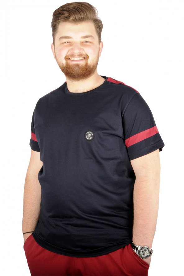 Mode XL Büyük Beden Tshirt BisYaka Piece Cymode 21158 Lacivert - 2