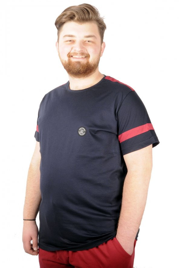 Mode XL Büyük Beden Tshirt BisYaka Piece Cymode 21158 Lacivert - 4