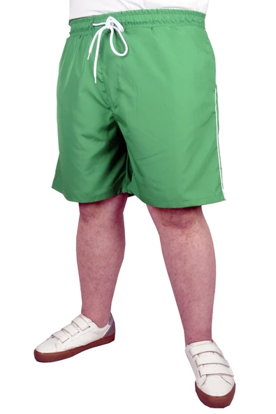 Mode XL Büyük Beden Deniz Şortu White Line 21451 Yeşil ürün görseli