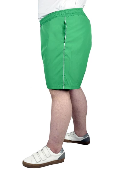 Mode XL Büyük Beden Deniz Şortu White Line 21451 Yeşil - Resim 5