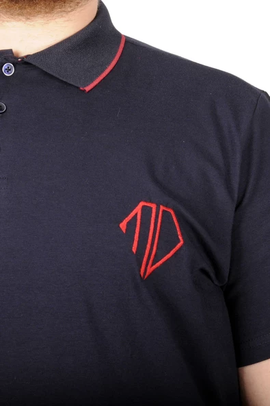 Mode XL Büyük Beden T-shirt Polo Cep Sup MD Basic 21555 Lacivert - Resim 3