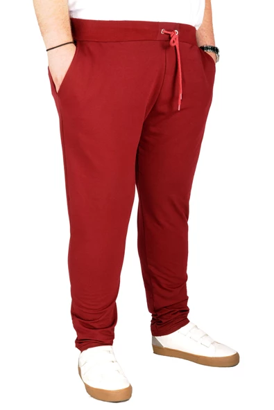 Mode XL Büyük Beden Eşofman Altı Dar Paça 20504 Bordo - Resim 5