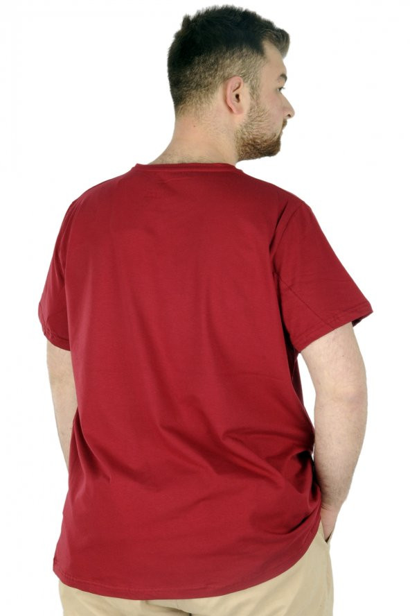Mode XL Büyük Beden Likralı T-shirt Bisiklet Yaka 20149  Bordo - 3