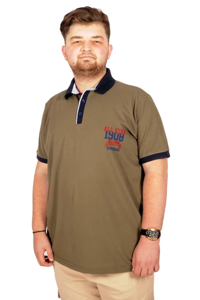 Mode XL Büyük Beden T-shirt Polo Athletic 21318 Haki - 4