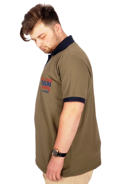 Mode XL Büyük Beden T-shirt Polo Athletic 21318 Haki - 5
