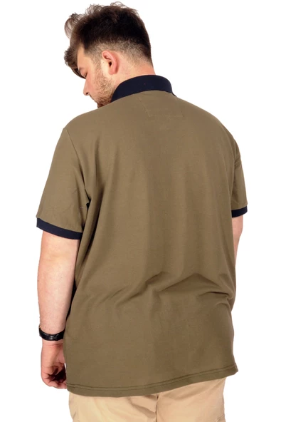 Mode XL Büyük Beden T-shirt Polo Athletic 21318 Haki - 3