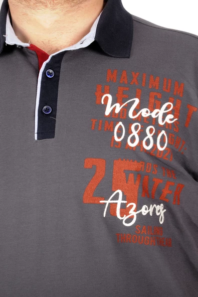 Mode XL Büyük Beden T-shirt Polo Maximum Height 21319 Füme - 5