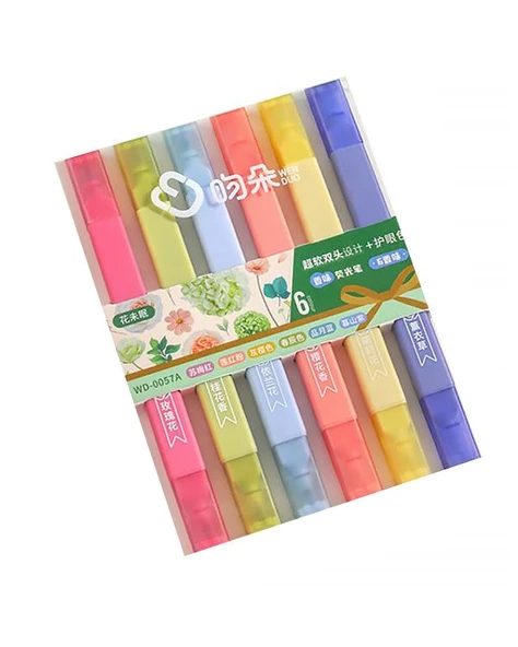 Çift Uçlu Fosforlu Kalem 6 Renk WD 0057A