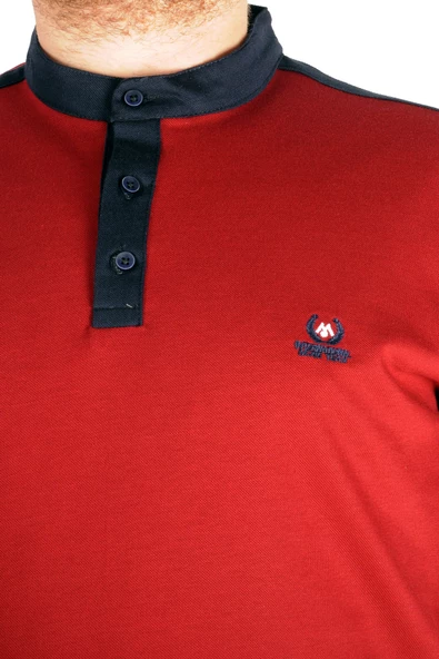 Mode XL T-shirt Polo Hkm Yaka Pike Mode Team 21556 Bordo - 6