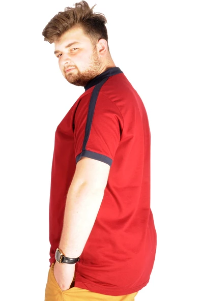 Mode XL T-shirt Polo Hkm Yaka Pike Mode Team 21556 Bordo - 5