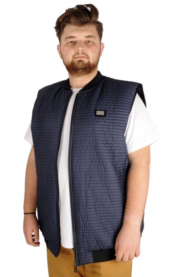 Mode XL Büyük Beden Erkek Yelek College Line 21671 Lacivert - 2