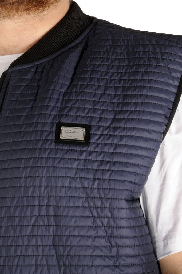 Mode XL Büyük Beden Erkek Yelek College Line 21671 Lacivert - 3