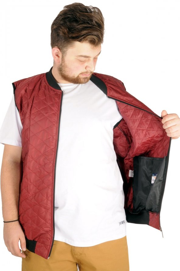 Mode XL Büyük Beden Erkek Yelek College 21672 Bordo - 2