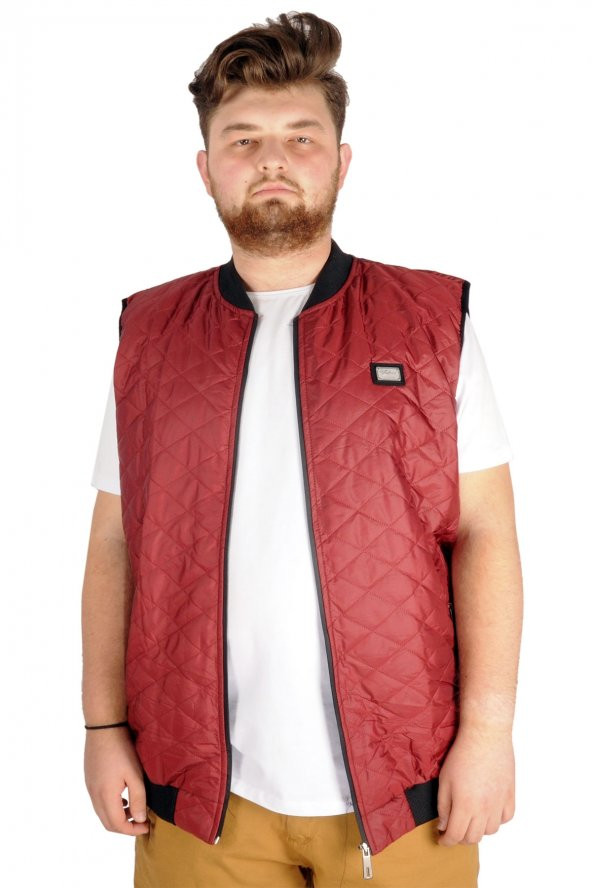 Mode XL Büyük Beden Erkek Yelek College 21672 Bordo - 4