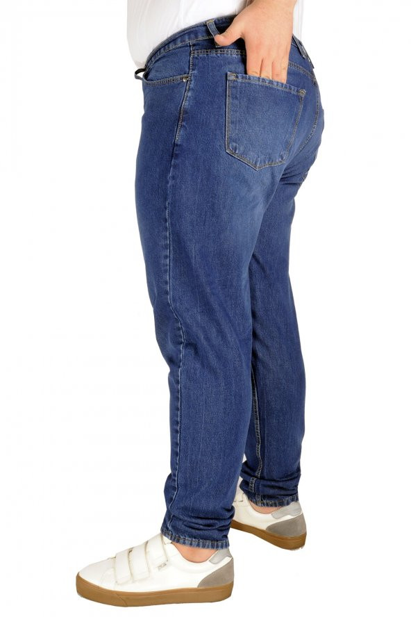 Mode XL Büyük Beden Erkek Pantolon Kot 5Cep Vertical Lycra 21915 Lacivert - 2