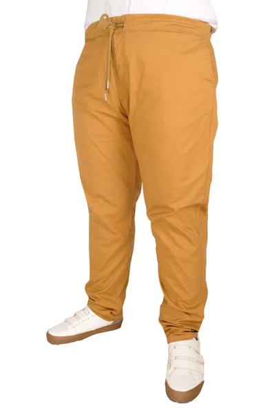 Mode XL Büyük Beden Pantolon Keten Jogger Milano 21913 Taba - Resim 5
