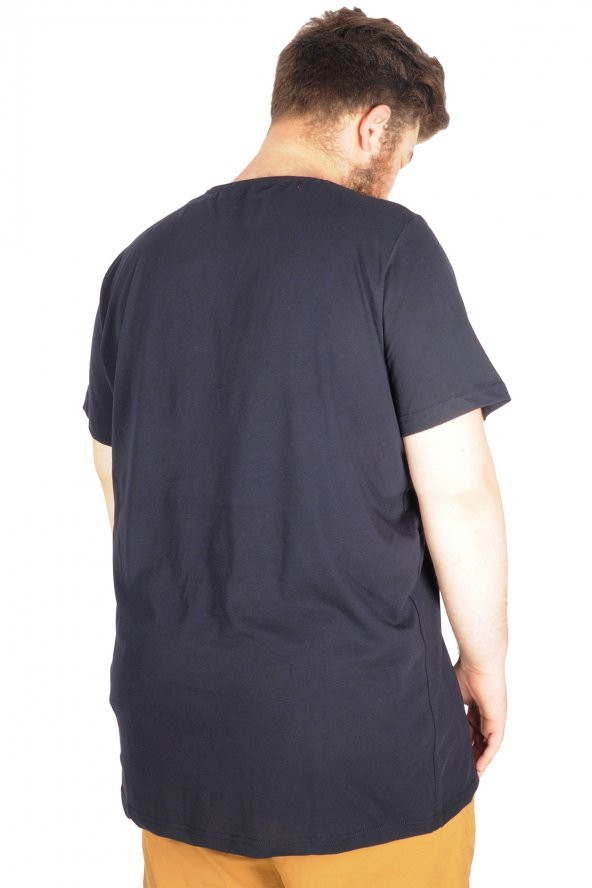 Mode XL Büyük Beden Tshirt Bisiklet Yaka NewYork 21174 Lacivert - 2