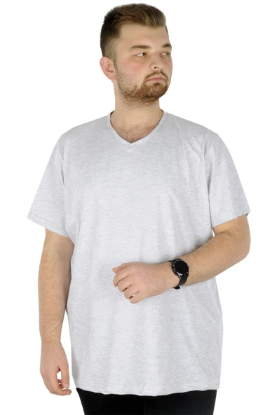 Mode XL Büyük Beden Tshirt V Yaka 20032 Grimelanj - Resim 5