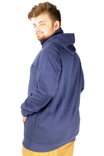 Mode XL Büyük Beden Erkek Sweatshirt Arm Mask 21505 İndigo - Resim 8