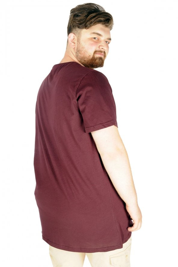 Mode XL Büyük Beden Tshirt Bisiklet Yaka Gofre NY 21184 Mürdüm - 3