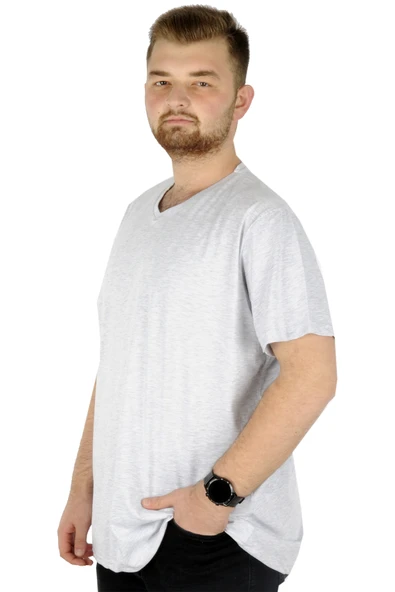 Mode XL Büyük Beden Tshirt V Yaka 20032 Grimelanj - Resim 6