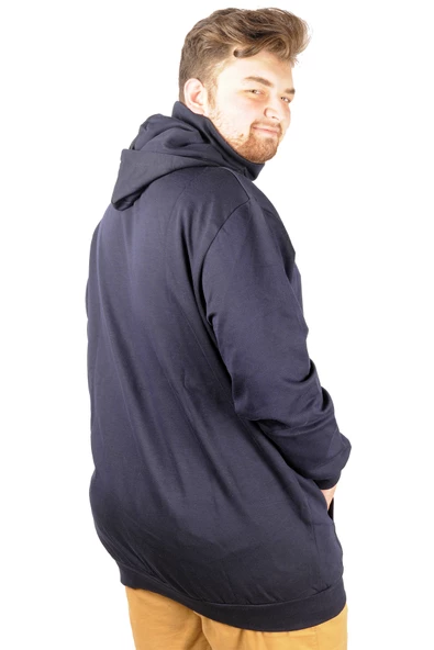 Mode XL Büyük Beden Erkek Sweatshirt Arm Mask 21505 Lacivert - Resim 4