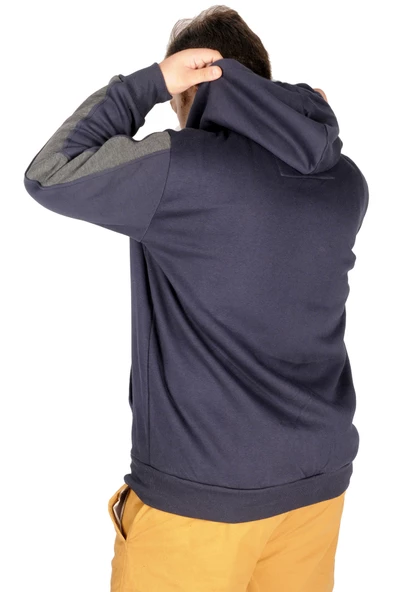 Mode XL Büyük Beden Erkek Sweatshirt Arm Strap 21503 Lacivert - Resim 2