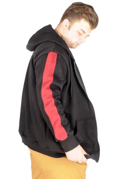Mode XL Büyük Beden Erkek Sweatshirt Arm Strap 21503 Siyah - 6