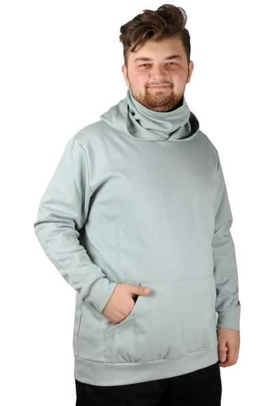 Mode XL Büyük Beden Erkek Sweatshirt Arm Mask 21505 Yeşil - 7