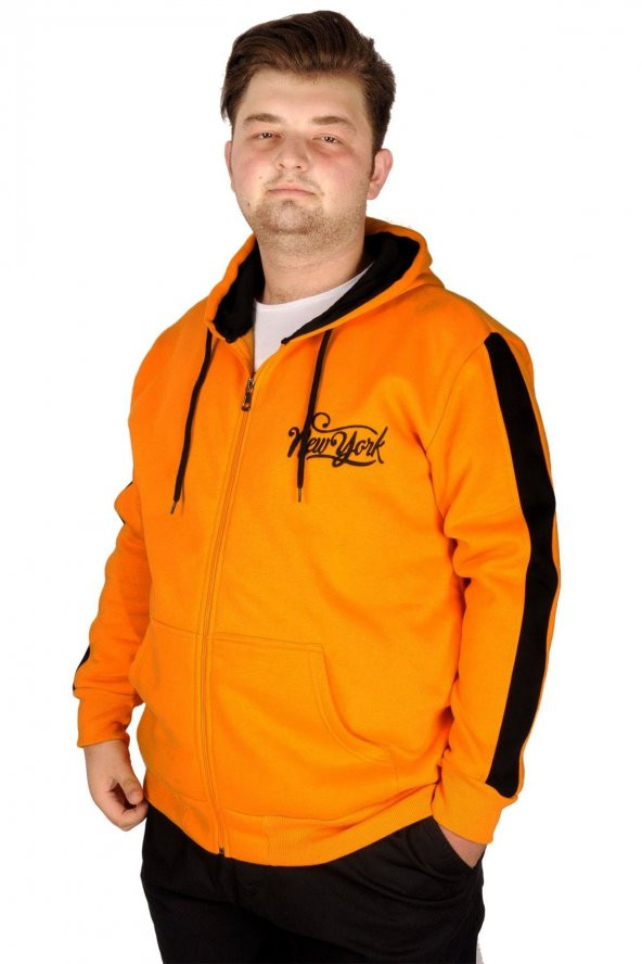Mode XL Büyük Beden Erkek Sweatshirt Vintage Newyork 21504 Hardal